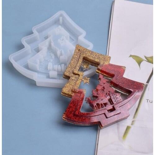 New transparent silicone mold resin decoration crafts DIY Christmas tree listing pendant mold epoxy resin mold for jewelry