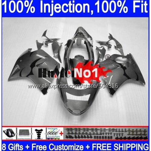 CBR1100 XX For HONDA Blackbird CBR 1100XX 96 93MC.85 CBR1100XX 2002 2003 2004 2005 2006 2007 02 03 05 06 07 Grey&flames Fairing