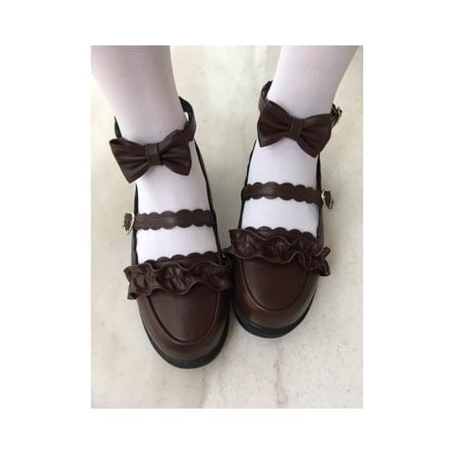 Japanese lolita Shoes JK Uniform Shoes Shoes Woman lolita dress cosplay Shoes low heel women pink white red