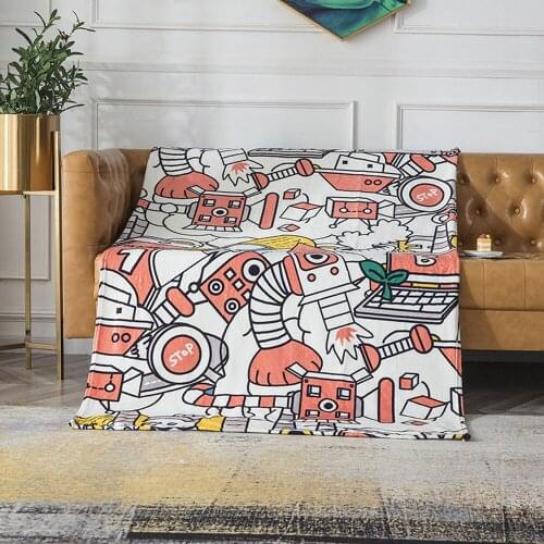 Cartoon Print Blanket Bedroom Bed Blanket Sofa Nap Summer Office Air Conditioning Blanket Towel Quilt
