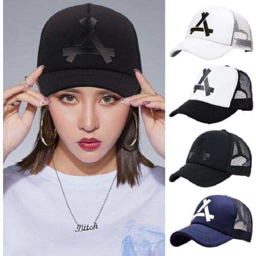 Solid Color A Letter Baseball Cap Men and Women Breathable Mesh Visor Outdoor Summer Casual Couple Hip Hop Street Dad Hat