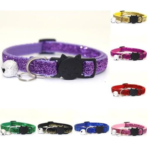 Pet Cat Collar With Bell Fashion Adjustable Kitten Puppy Cat Sequin Collar Neck Strap Cat Accessories Pet Supplies