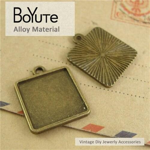 BoYuTe (100 Pieces/Lot) 15MM Cabochon Base Zinc Alloy Square Blank Charms Pendant Bezel Tray Diy Jewelry Findings Accessories