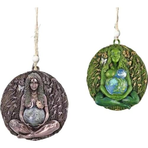 New Mother Earth Statue Pendant Earth Green Millennial Gaia Mother Goddess Pendant Necklace