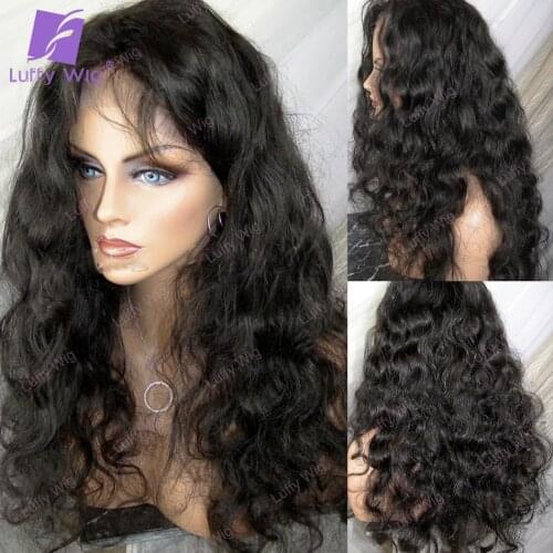 13x6 Lace Front Wig Human Hair Wavy Brazilian Remy Hair Wigs Pre Plucked 200 Density Hd Transparent Lace For Black Women Luffy