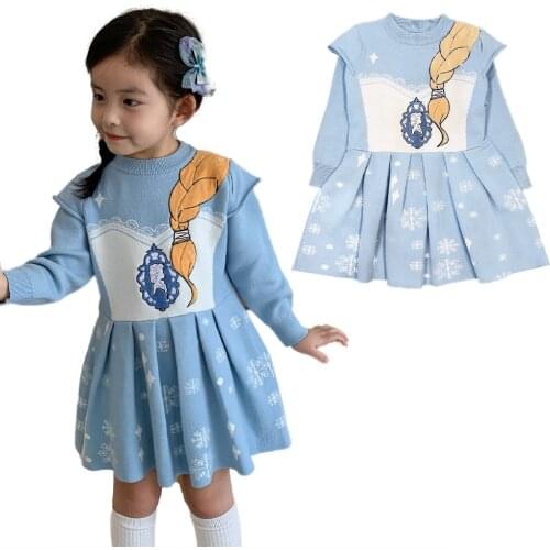 Long Sleeve Sweater Dress Girl Princess Baby Girl Dress Party Dress Christmas Little Girl Dress Thickened Princess Skirt