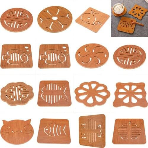 Wood Cup Coasters Isolation Non-Slip Pad Mat Heat Holder Stand Hot Drink Pot Mug Coaster Table Placemat Kitchen Accessories