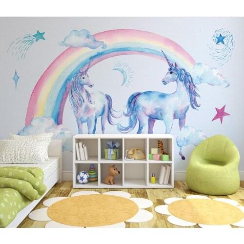 Custom wallpaper hot mural rainbow unicorn pegasus background wall wallpaper mural 3d wallpaper wallpaper wall for