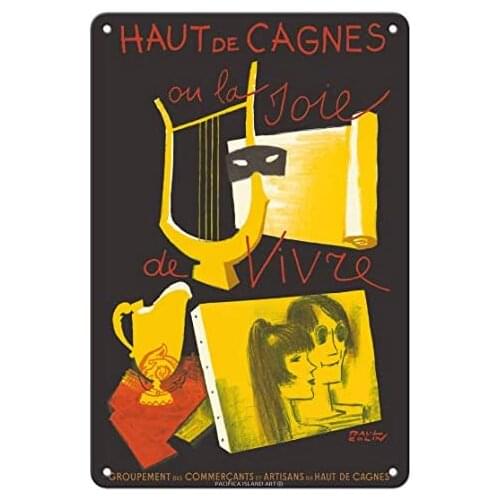 Haut de Cagnes, France - The Joy of Living (La Joie de Vivre) - Theater Poster by Paul Colin c.1960s - Metal Sign