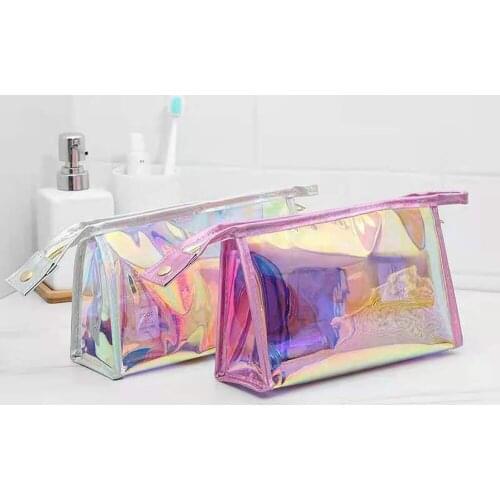 Cosmetics Bags Transparent Laser Cosmetics Bags For Women Portable Simple Waterproof Multifunctional Travel PVC Cosmetic Bags