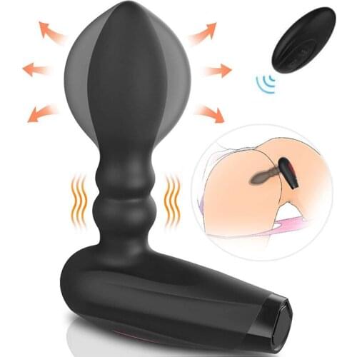 Remote Control Inflatable Big Anal Butt Plug Dildo Vibrator Prostate Massage Vaginal Masturbator SM Anus Dilator Trainer Sex Toy
