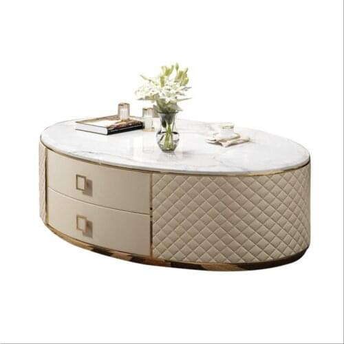 Light luxury TV cabinet marble designer Italian simple European tea table side table living room combined floor cabinet