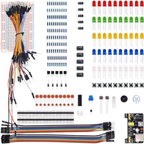 Electronic Fun Kit Bundle with Breadboard Cable Resistor, Capacitor, LED, Potentiometer for arduino