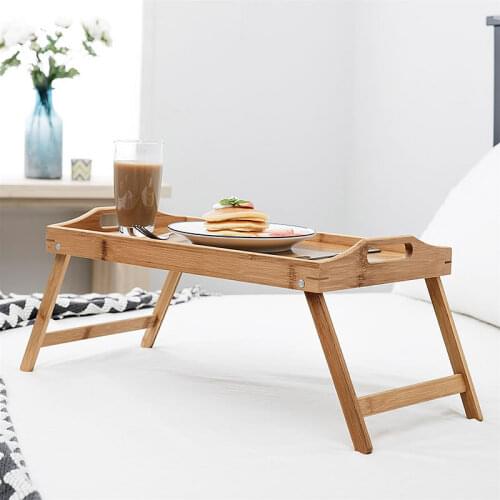 Bamboo foldable laptop table small table folding lifting desk bed side small table study desk kids breakfast table
