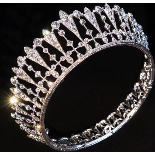 Super shining bride wedding wedding crown round full circle rhinestone atmosphere high-end wedding dress head jewelry silver