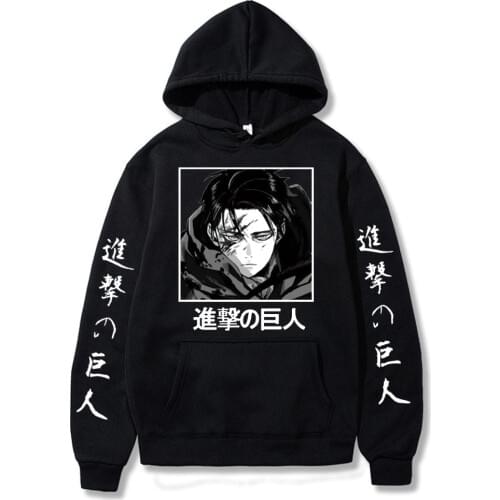 Attack on Titan Anime Hoodies Levi Ackerman Spring Hooded Swearshirts Women Men Unisex Casual Loose Pullovers Harajuku Clothing