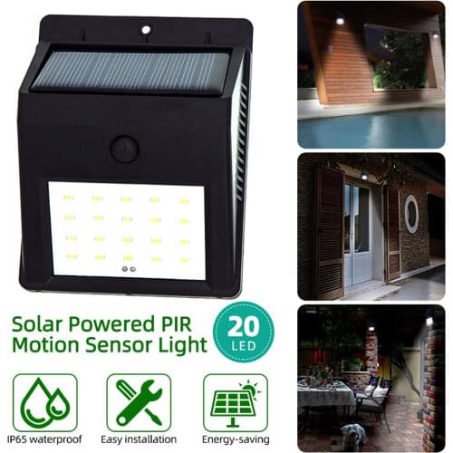 Outdoor 20 LED Solar Powered Wall Light Waterproof Light Control Garden Fence Patio Security Wall Lamp Bright Night Solar Light
