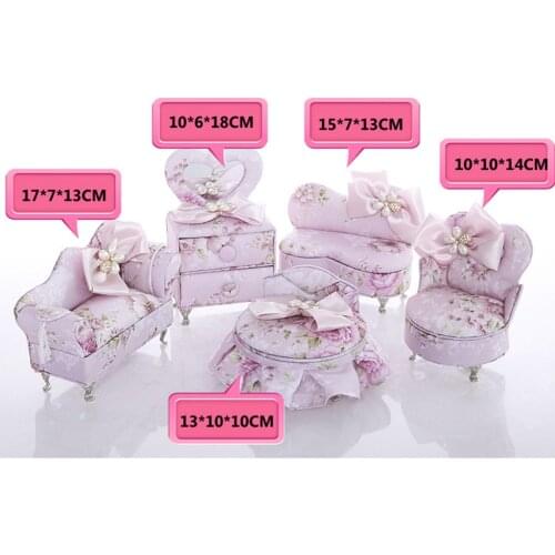 Vintage Pink Bowknot Mini Furniture Jewelry Trinket Storage Box Organizer Home Decor