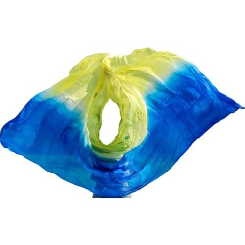 2016 high quality cheap dance veils womens sexy 100% silk belly dance veil wholesale royal blue + yellow