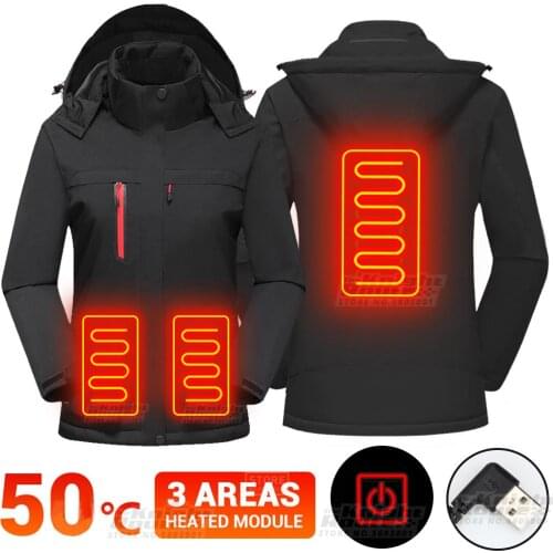 Winter Heated Jacket Mens Womens Heated Vest USB Coat Thermal Clothing Warm Windbreaker Jacket Nature Hiking Hunting Camping