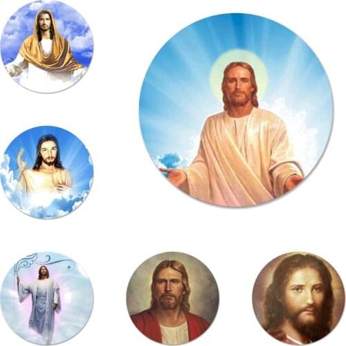 58mm Jesus Christ God bless you Icons Pins Badge Decoration Brooches Metal Badges For Clothes Backpack Decoration