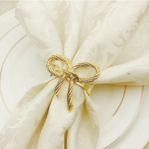 10pcs/lot Hotel Western Restaurant Golden Bow Tie Napkin Ring Napkin Button Cloth Ring Metal