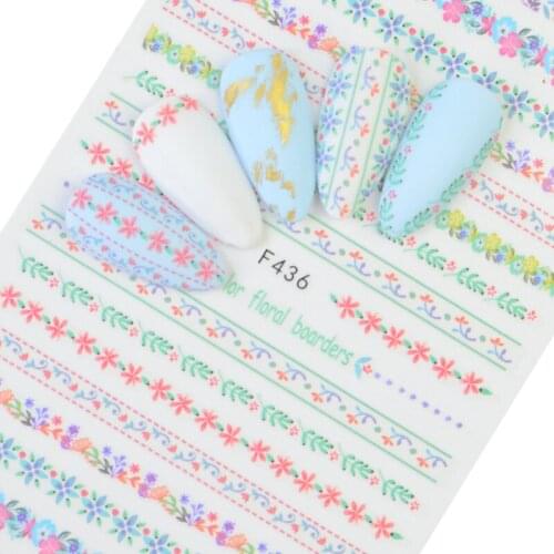 1 Sheet Flower Leaves Plants Nail Decals Colorful Lace Flower Nail Decals Self Adhesive 3D Embossed Stickers Nail Art Decoration