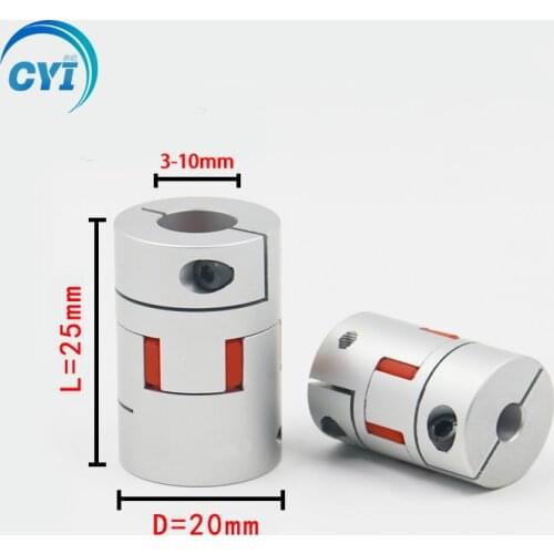 1PC D20 L25 Flexible plum clamp coupler shaft size CNC Jaw shaft coupling/8/10/12/14/16mm D20L25 couples
