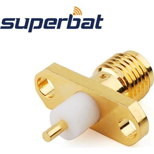 Superbat 10pcs RP-SMA 2 hole Panel Mount Female Jack with Short Dielectric and Solder