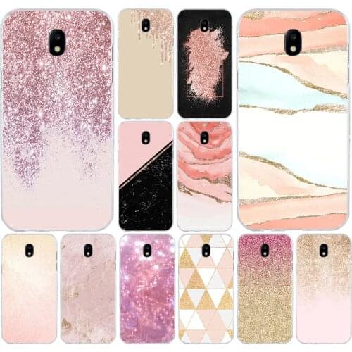 19AS Glitter Pink Gold Soft Silicone Tpu Cover phone Case for Samsung Galaxy J2 J3 J4 J5 J6 J7 Prime 2016 2017 Plus 2018