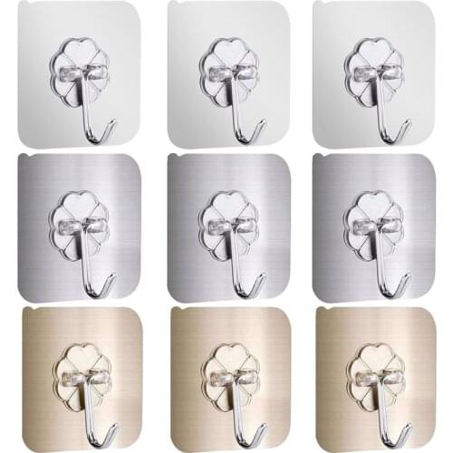 20/40Pcs Wall Hooks Waterproof Oilproof Self Adhesive 3Style Office Reusable Seamless Hanging Hook for Kitchen Bathroom