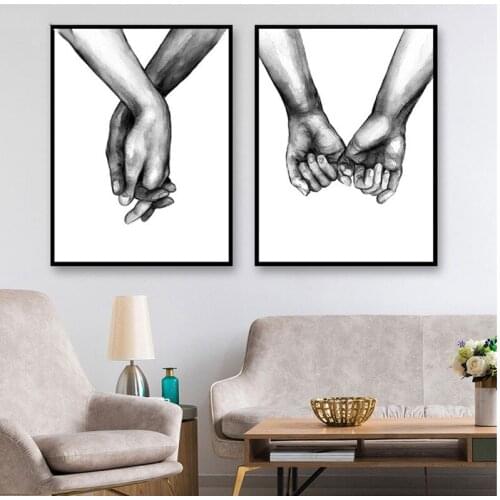 Abstract Lovers Hand In Hand Art Oil Painting Poster Picture On The Wall Canvas Printed Painting Decor Living Room (No Frame)