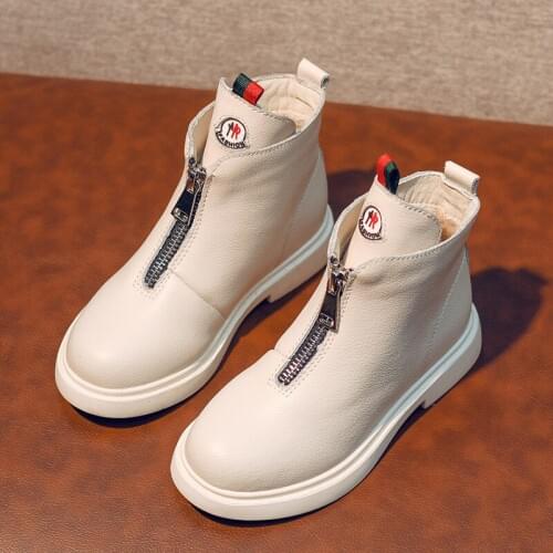 Children Martin Boots For Girls Soft Bottom Plush Warm Princess Shoes Winter Kids Short Botas British Fashion Teenage Girl Boot