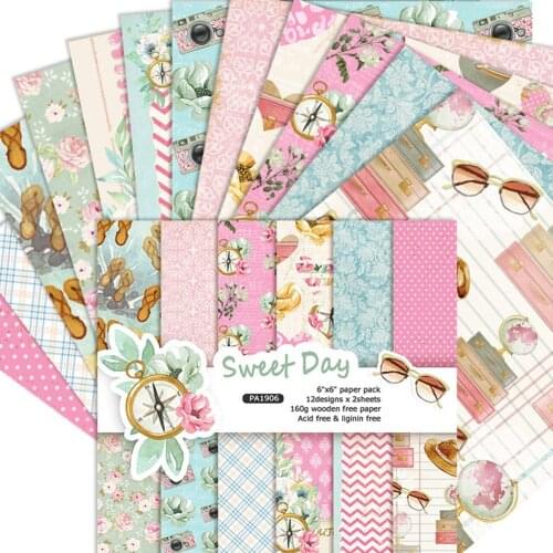 24 Sheet 6"X 6"Oh Sweet Day Patterned Paper Scrapbooking Paper Pack Handmade Craft Paper Craft Background Pad
