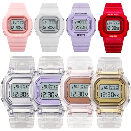 Electronic Watches for Women Men Rose Gold Silicone Strap Transparent Dress LED Digital Wristwatch Sport Clock Relogio Feminino