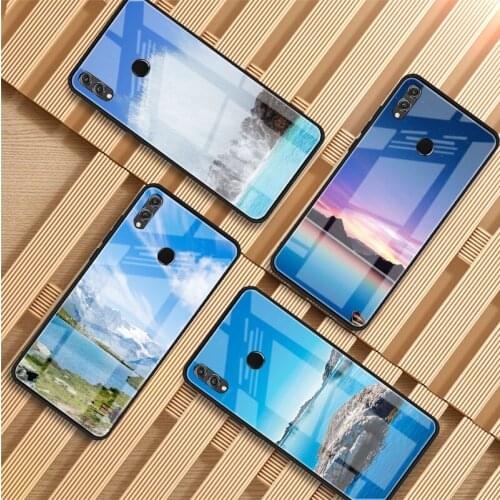 Beach Mountain bule sky Tempered Glass Phone Case For Huawei P20 P30 P40 P40 Lite Pro Psmart Mate 20 30 Cover Shell