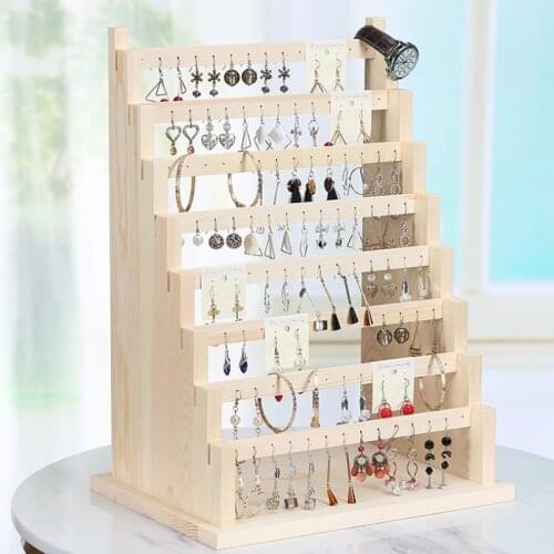 Wooden Ear Stud Holder Earring Stand Display Rack Luxury Jewelry Stand Display Holder Rack Tower