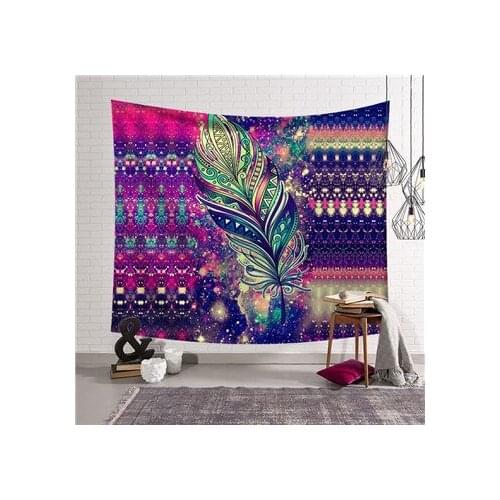 Home Decorative Wall Hanging Carpet Tapestry Rectangle Personality Painting Geometric feather elephant Pattern