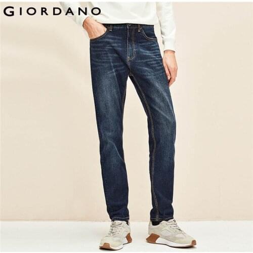 Giordano Men Denim Jeans Men Cotton Polyester Quality Blended Fabric Denim Jeans Men Stretchy Zip Closure Mid Rise Jeans Hombre
