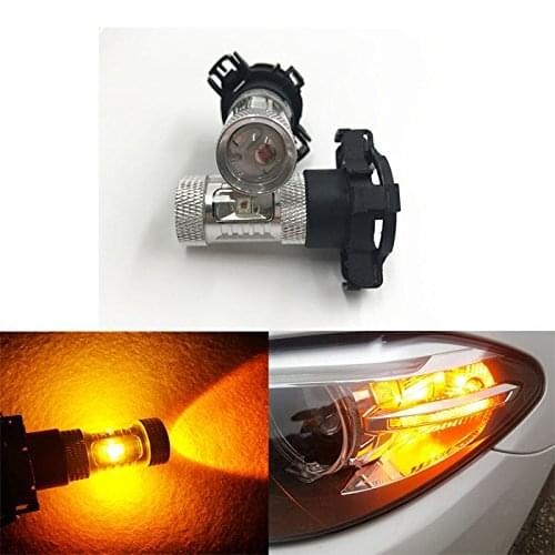 2 PCS Canbus Error Free PY24W PY24W 5200S 30W CREE Chip LED Bulbs Blanc For Front Turn Signal Light Bulbs, Amber Yellow