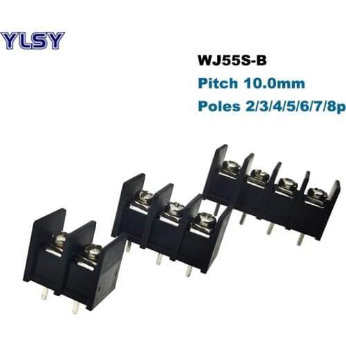 2Pcs Pitch 10mm Barrier Screw PCB Terminal Block Straight 2/3/4/5/6/7/8P Morsettiera Wire Cable Connector 55S-B Bornier 20A