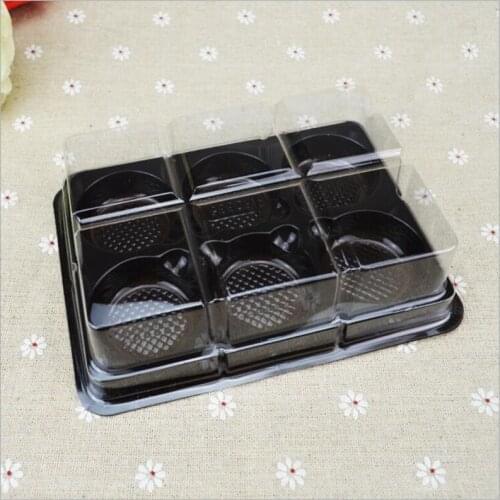 Six grid loading Nuomici Egg-Tarts Snack Boxes Chocolate Macaron Box Plastic boxes 15.5CM*11.5CM *4.5CM 100PCS