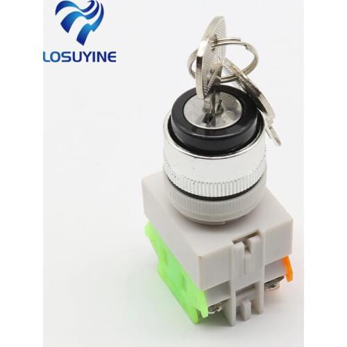 LAY37 AC 380V 10A DPST 2 Position Rotary Selector Key Lock Switch 1 N/O 1 N/C