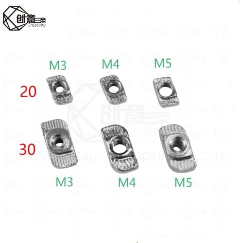 10/20/50/100pcs M3/M4/M5*10*6 for 20 Series Slot T-nut Sliding T Nut Hammer Drop In Nut Fasten Connector 2020 Aluminum Extrusion