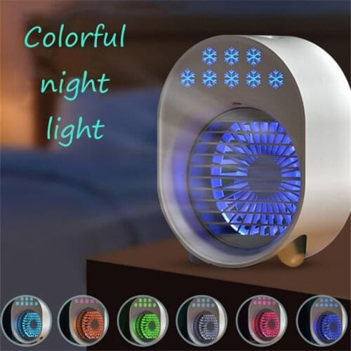 Mini Air Conditioner Fan Portable Air Cooler 7 Colors Multifunctional Humidifier Purifie USB RechargeableDesktop Cooling Fans