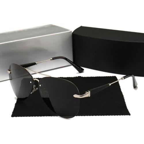 Polarized Men Sunglasses Aviation Rimless Sunglasses-men Driving Pilot Sun Glasses for Male Brand Designer Anti-glare Uv400