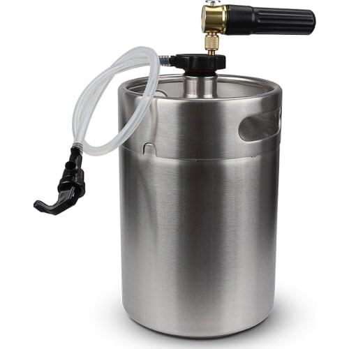 Stainless Steel 5L Mini Beer Keg Growler with Pocket CO2 Keg Charger and mini keg coupler Home Brewing