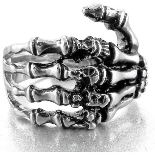 New 2021 Retro Skull Ring Dark Punk Paw Hand Bone Rings for Men Gothic Jewelry Mens Rings Luxury Jewelry Wholesale Bulk