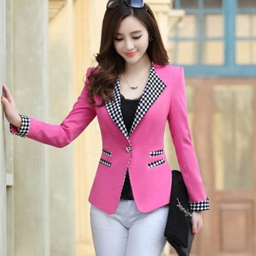 The new small suit female spring and autumn short paragraph long - sleeved Slim was thin code sweet short jacket suits