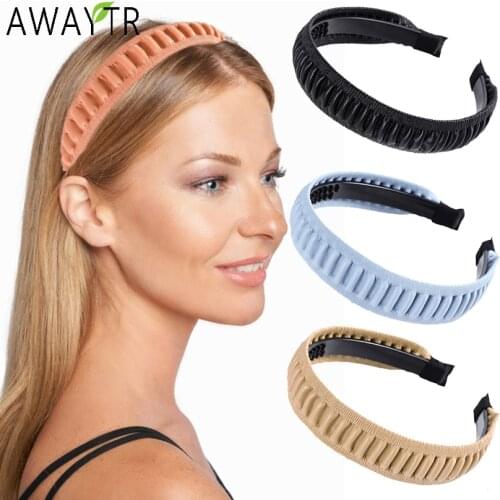 AWAYTR Women Solid Color Hair Hoop Headdress For Girls Fashion Headbands Wide Hairband Elastic Stripe New Bezel Hair Accessories